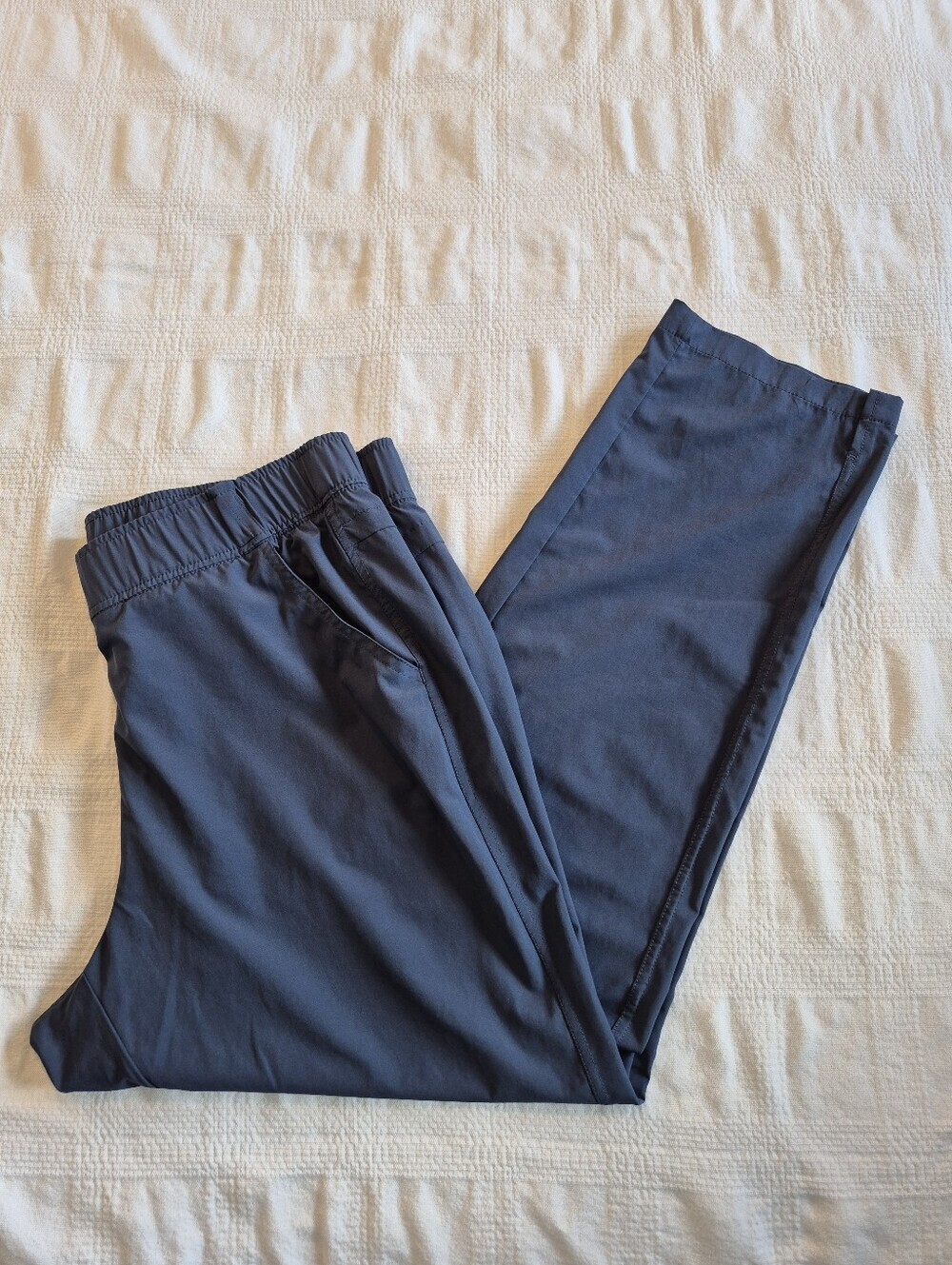 Eddie Bauer women's large blue stretch traveller ankle pants 3 pockets pair #2